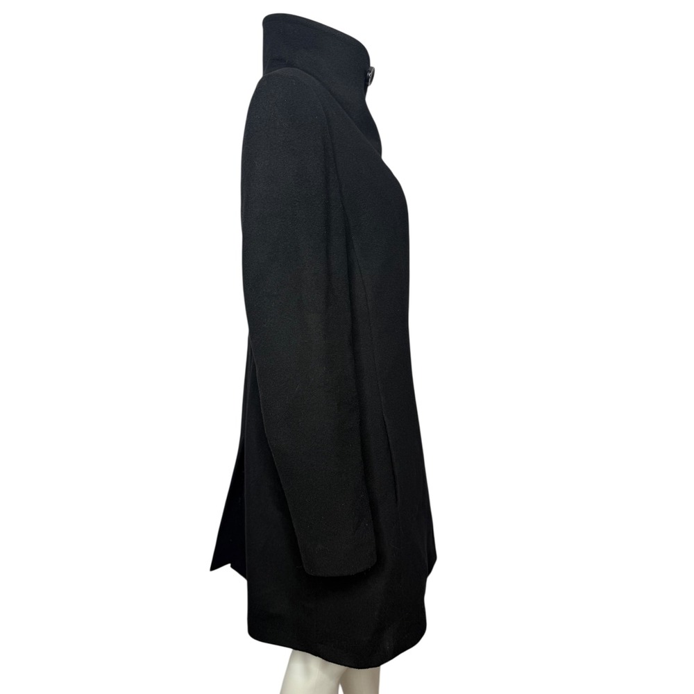 Trina Turk Black Lambswool Mock Neck Button Front A Line Coat Women's Size 14 - Picture 3 of 8